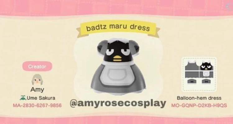 Animal Crossing Design Code: MO-GQNP-D2KB-H9QS badtz maru dress