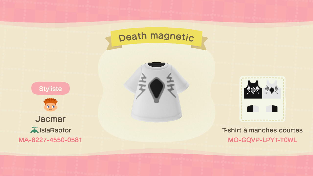 Animal Crossing Design Code: MO-GQVP-LPYT-T0WL Death Magnetic