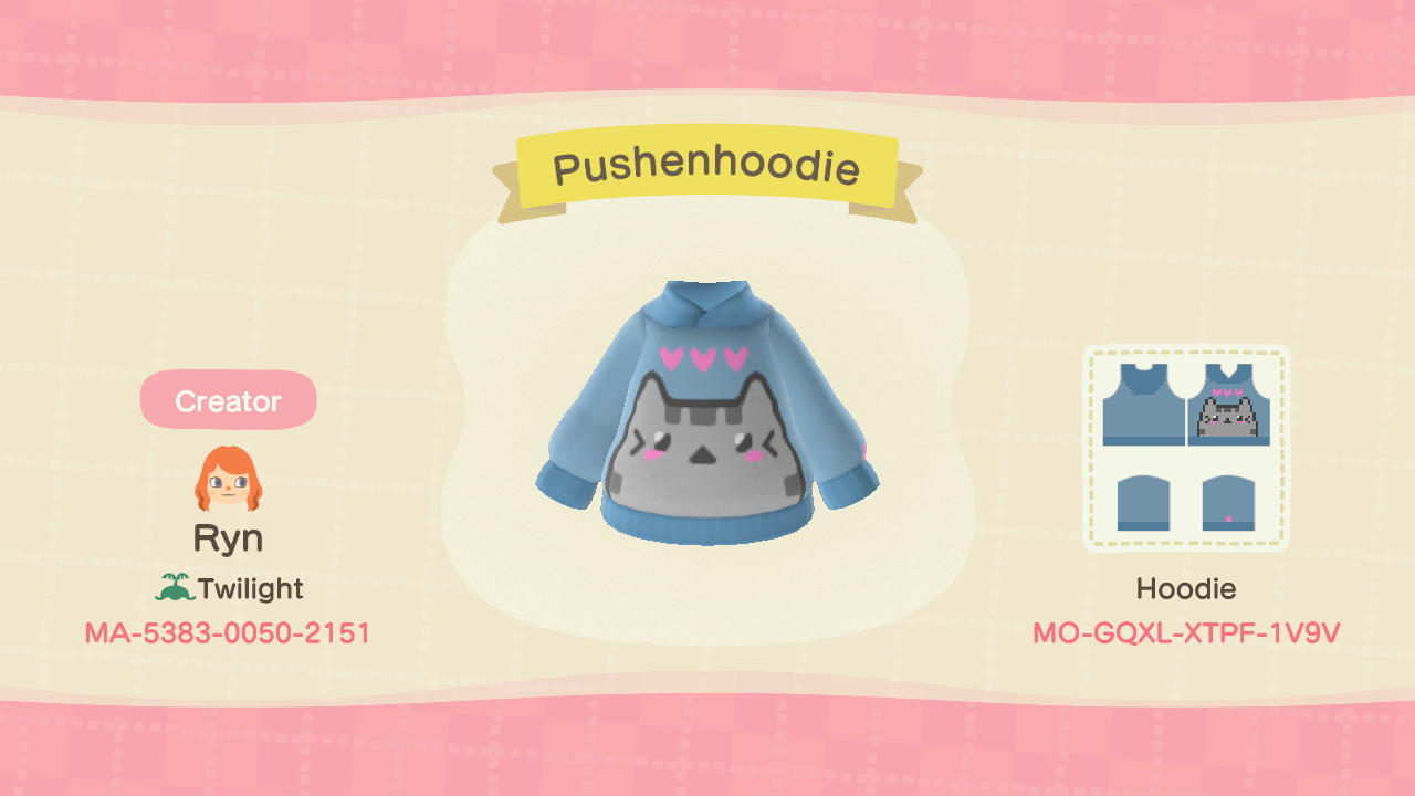 Animal Crossing Design Code: MO-GQXL-XTPF-1V9V Pushenhoodie