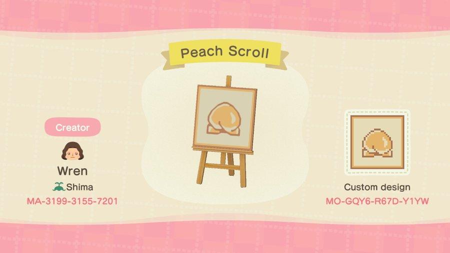 Animal Crossing Design Code: MO-GQY6-R67D-Y1YW Peach Scroll