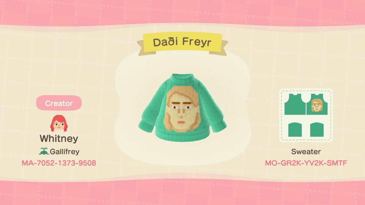 Animal Crossing Design Code: MO-GR2K-YV2K-SMTF DaÃ°i Freyr