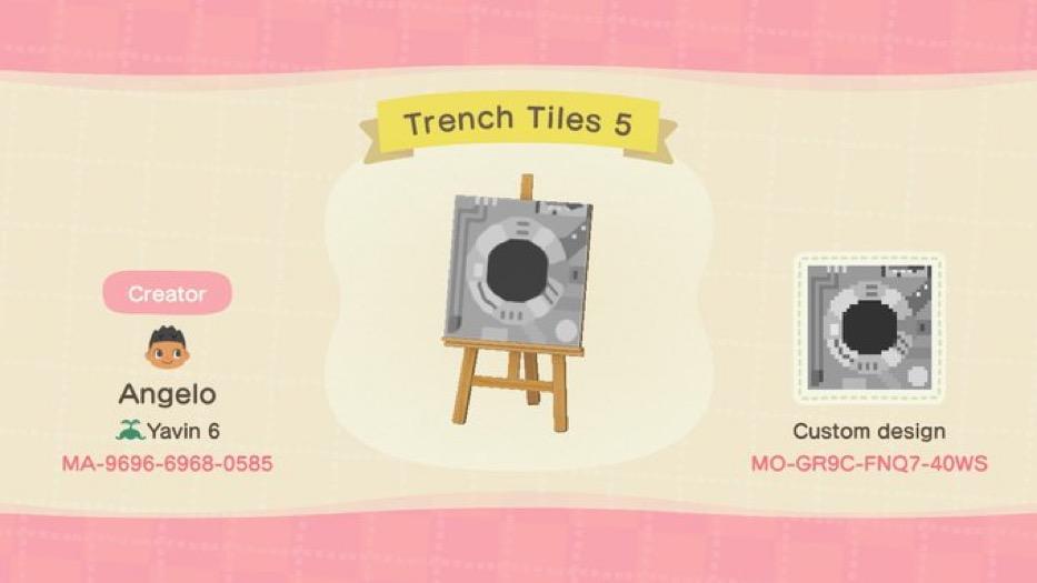 Animal Crossing Design Code: MO-GR9C-FNQ7-40WS Trench Tiles 5