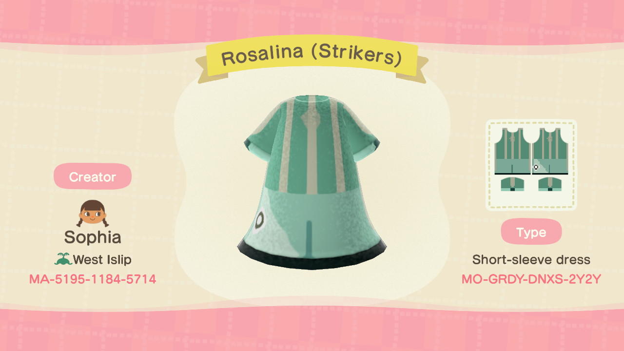 Animal Crossing Design Code: MO-GRDY-DNXS-2Y2Y Rosalina (Strikers)