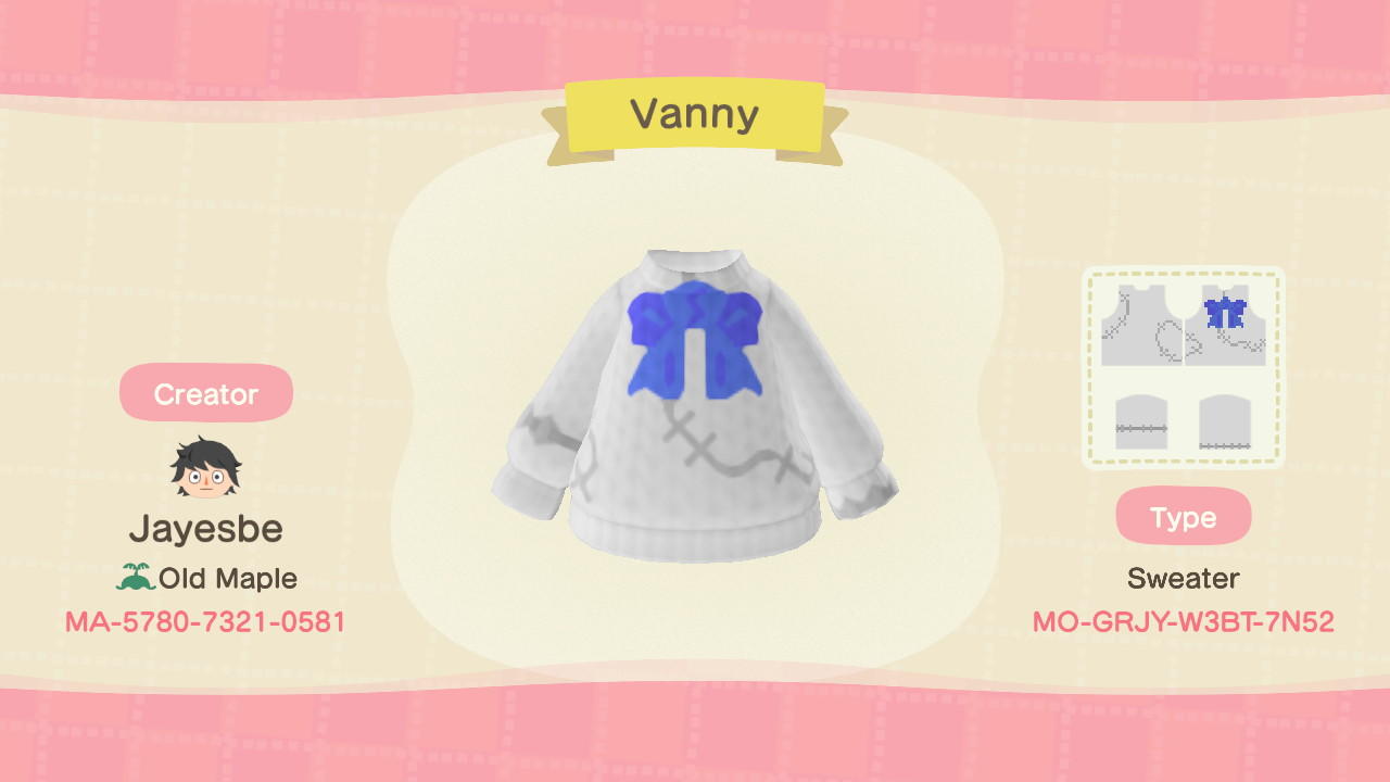 Animal Crossing Design Code: MO-GRJY-W3BT-7N52 Vanny
