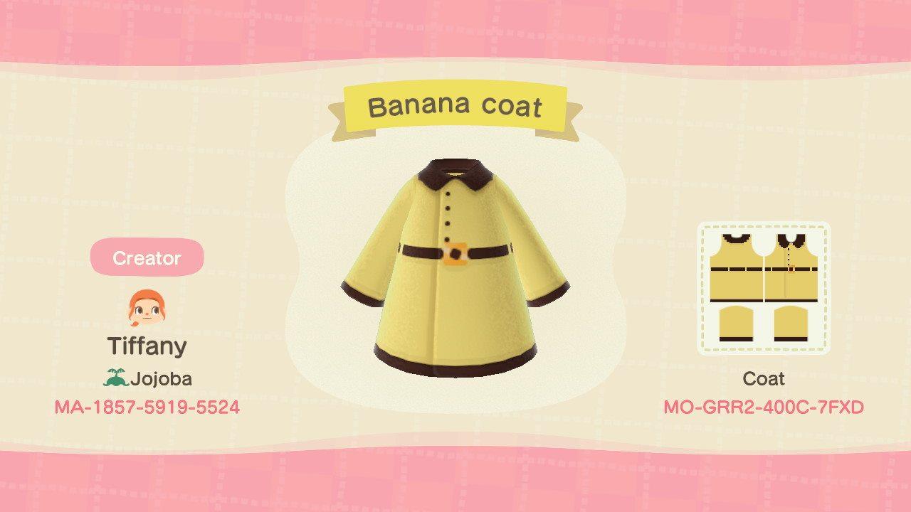 Animal Crossing Design Code: MO-GRR2-400C-7FXD Banana Coat