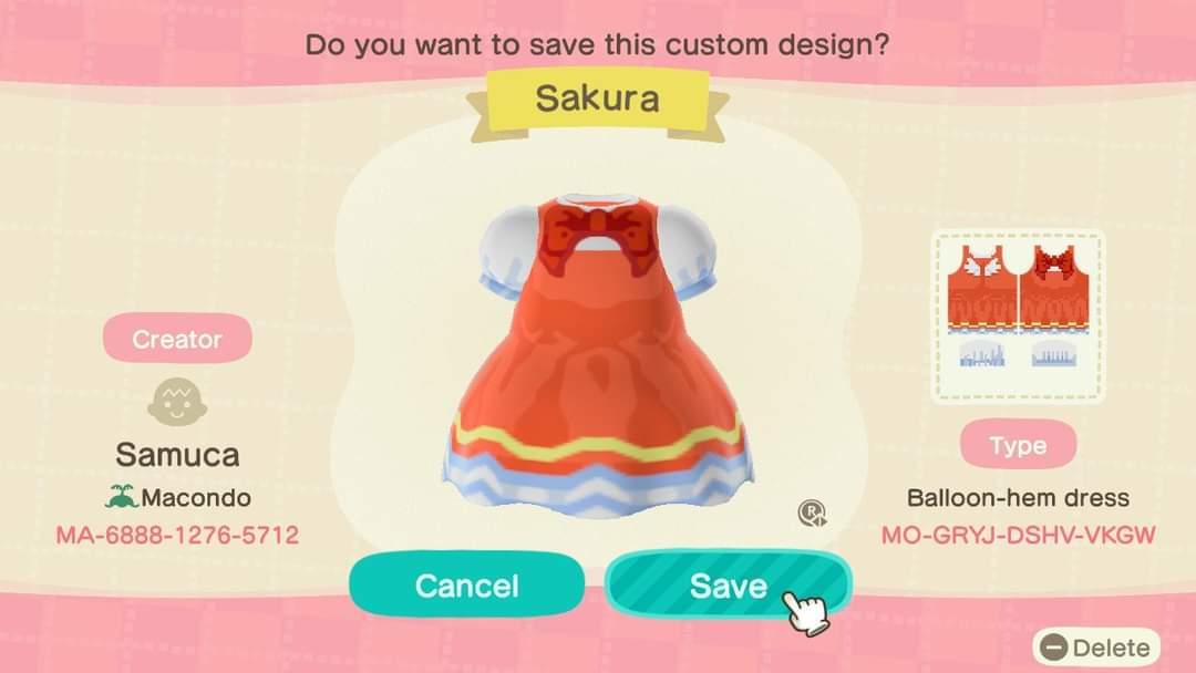Animal Crossing Design Code: MO-GRYJ-DSHV-VKGW Sakura