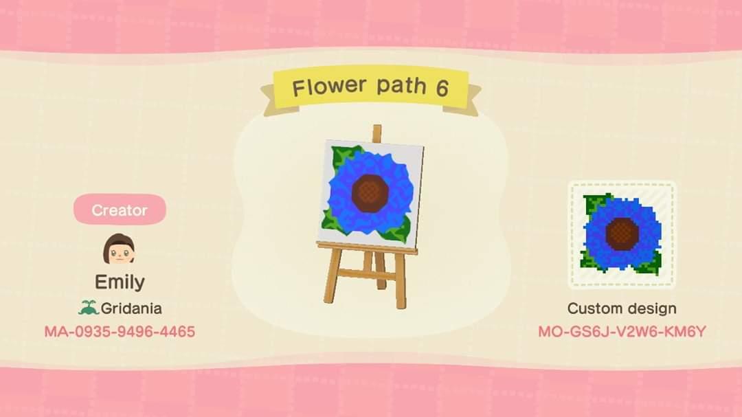 Animal Crossing Design Code: MO-GS6J-V2W6-KM6Y Flower Path 6