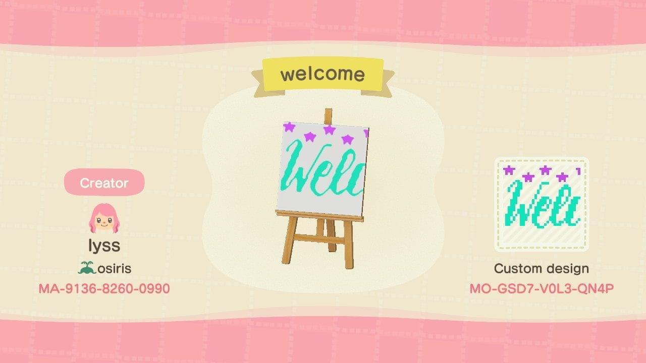 Animal Crossing Design Code: MO-GSD7-V0L3-QN4P Welcome 1