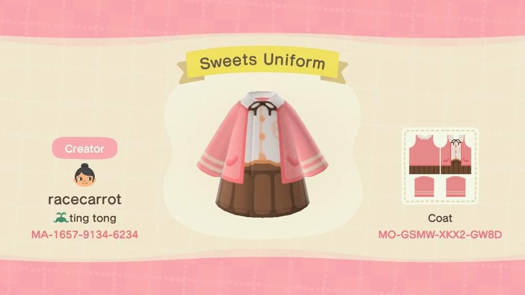 Animal Crossing Design Code: MO-GSMW-XKX2-GW8D Sweets Uniform