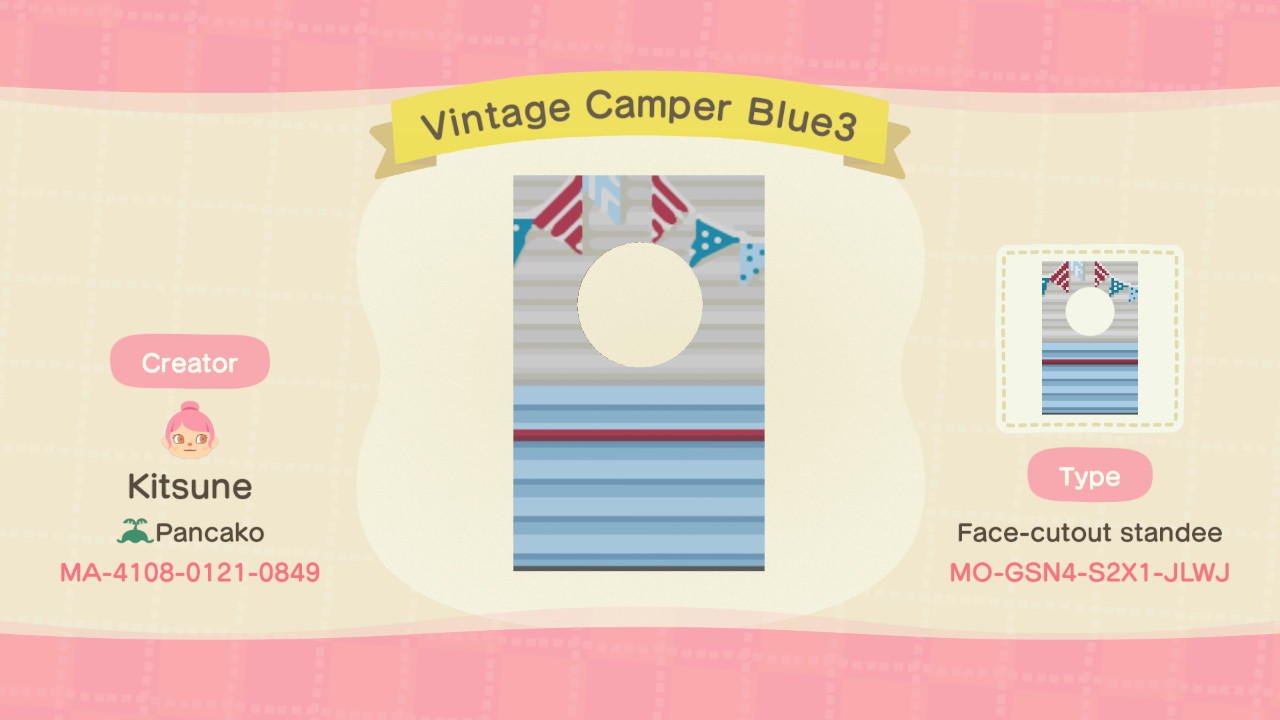 Animal Crossing Design Code: MO-GSN4-S2X1-JLWJ Vintage Camper Blue3