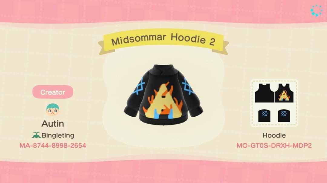 Animal Crossing Design Code: MO-GT0S-DRXH-MDP2 Midsommar Hoodie 2