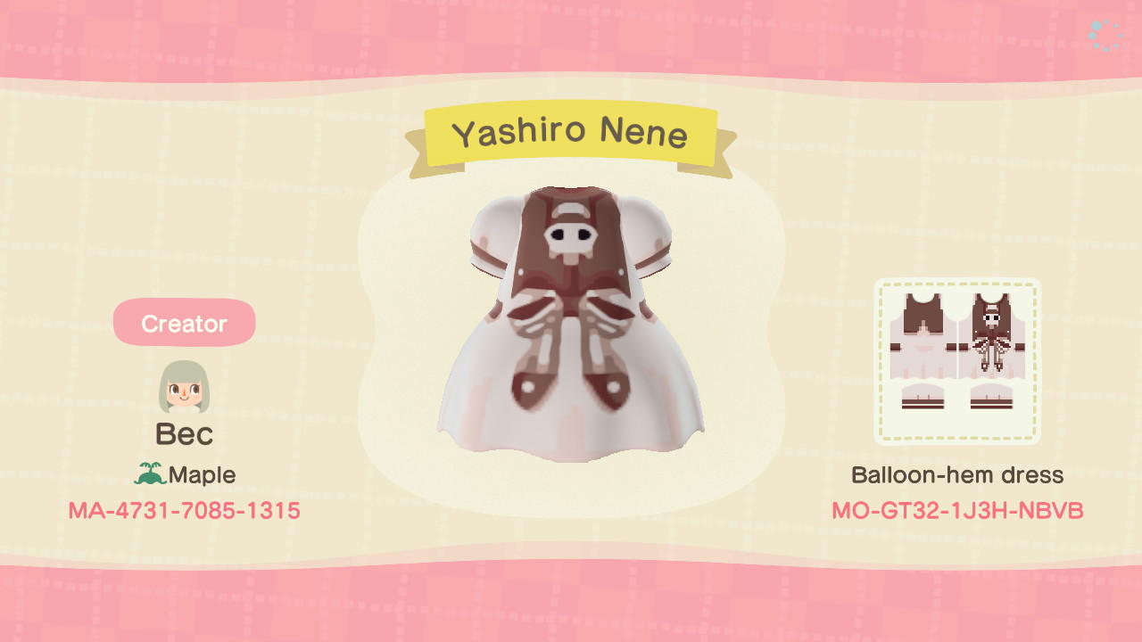 Animal Crossing Design Code: MO-GT32-1J3H-NBVB Yashiro Nene