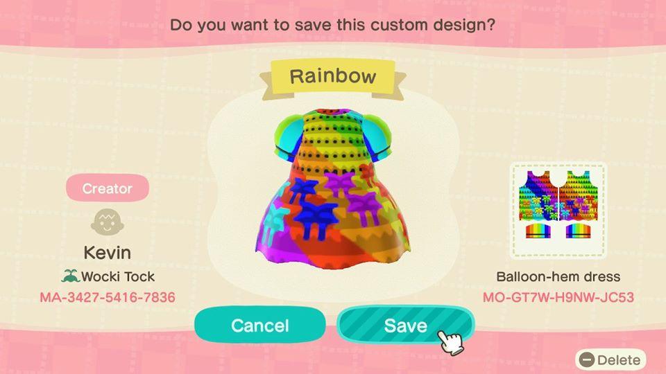 Animal Crossing Design Code: MO-GT7W-H9NW-JC53 Rainbow