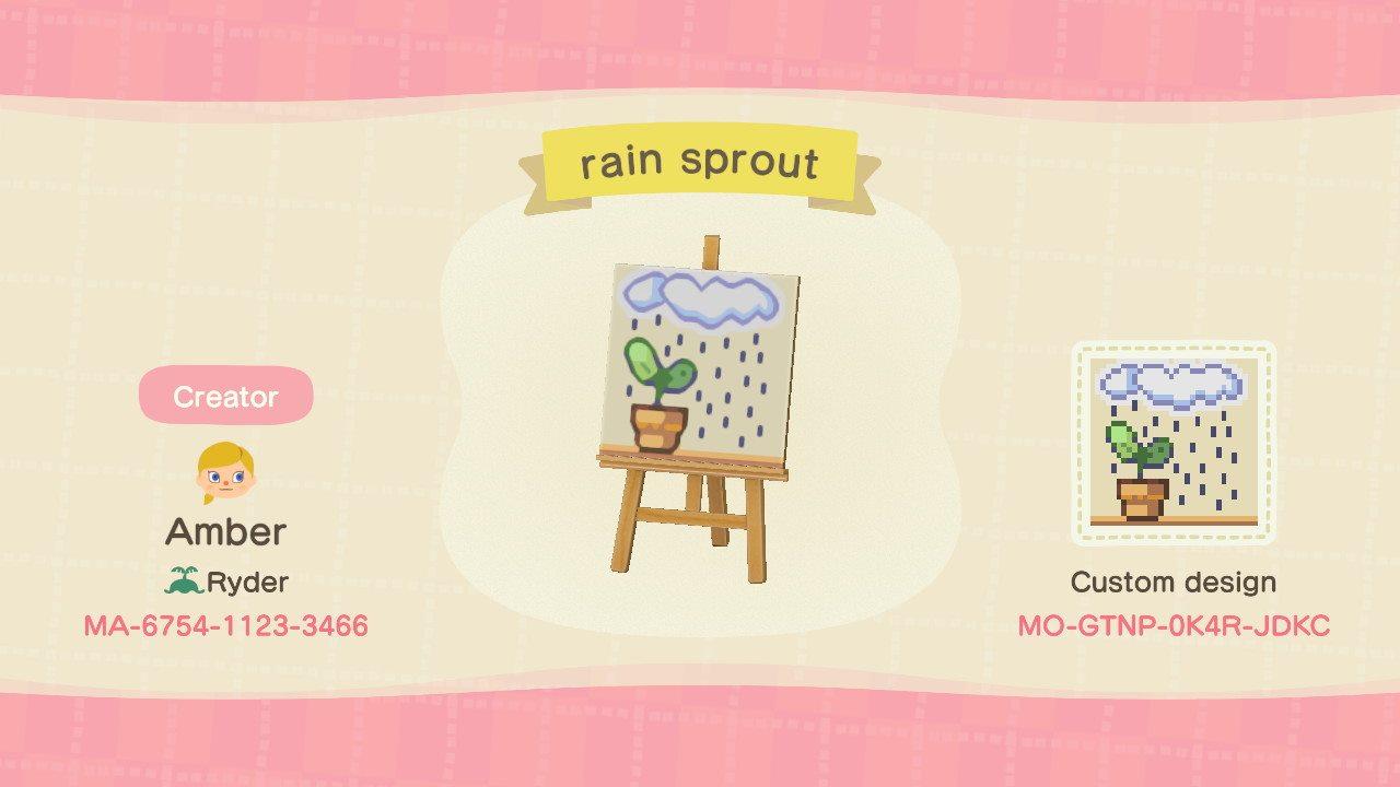 Animal Crossing Design Code: MO-GTNP-0K4R-JDKC rain sprout