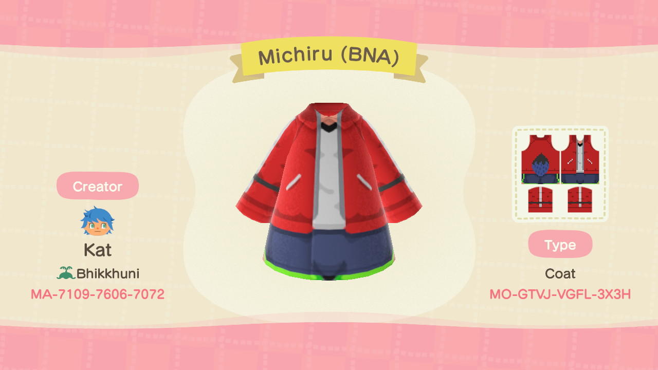 Animal Crossing Design Code: MO-GTVJ-VGFL-3X3H Michiru (BNA)