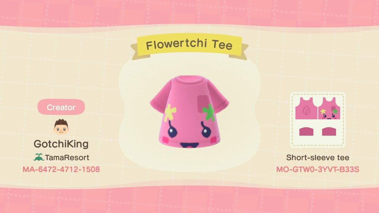 Animal Crossing Design Code: MO-GTW0-3YVT-B33S Flowertchi Tee