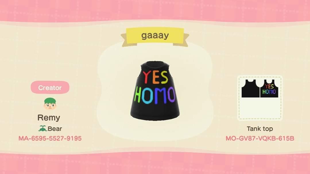 Animal Crossing Design Code: MO-GV87-VQKB-615B Gaaay