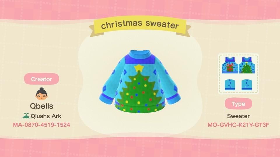 Animal Crossing Design Code: MO-GVHC-K21Y-GT3F Christmas Sweater