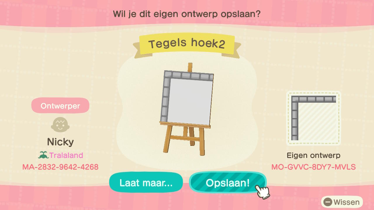 Animal Crossing Design Code: MO-GVVC-8DY7-MVLS Tile corner 2