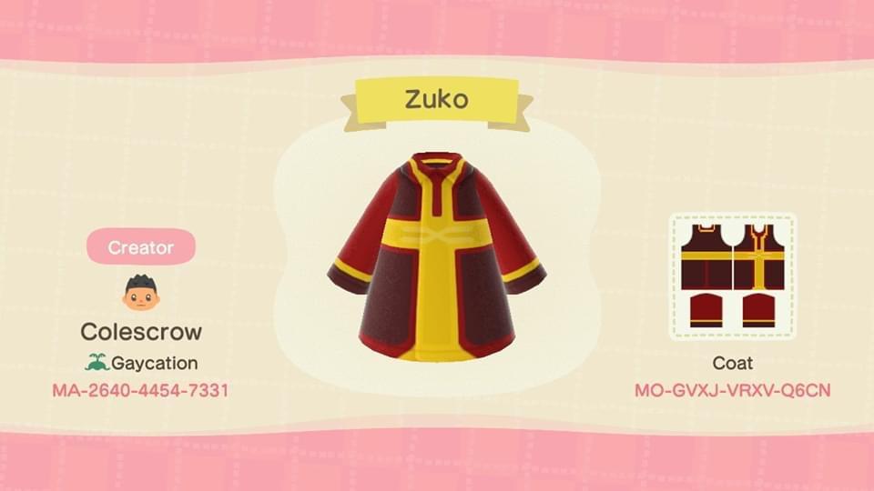 Animal Crossing Design Code: MO-GVXJ-VRXV-Q6CN Zuko