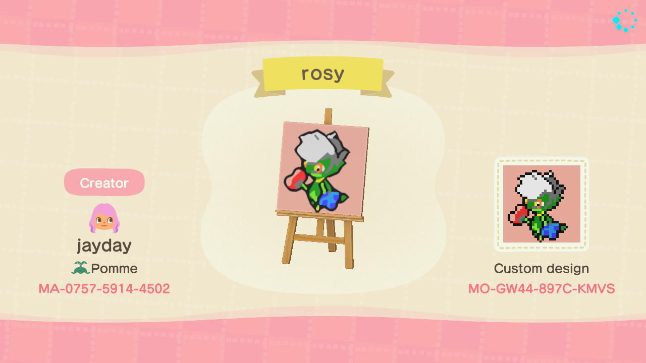Animal Crossing Design Code: MO-GW44-897C-KMVS Pokemon Roserade