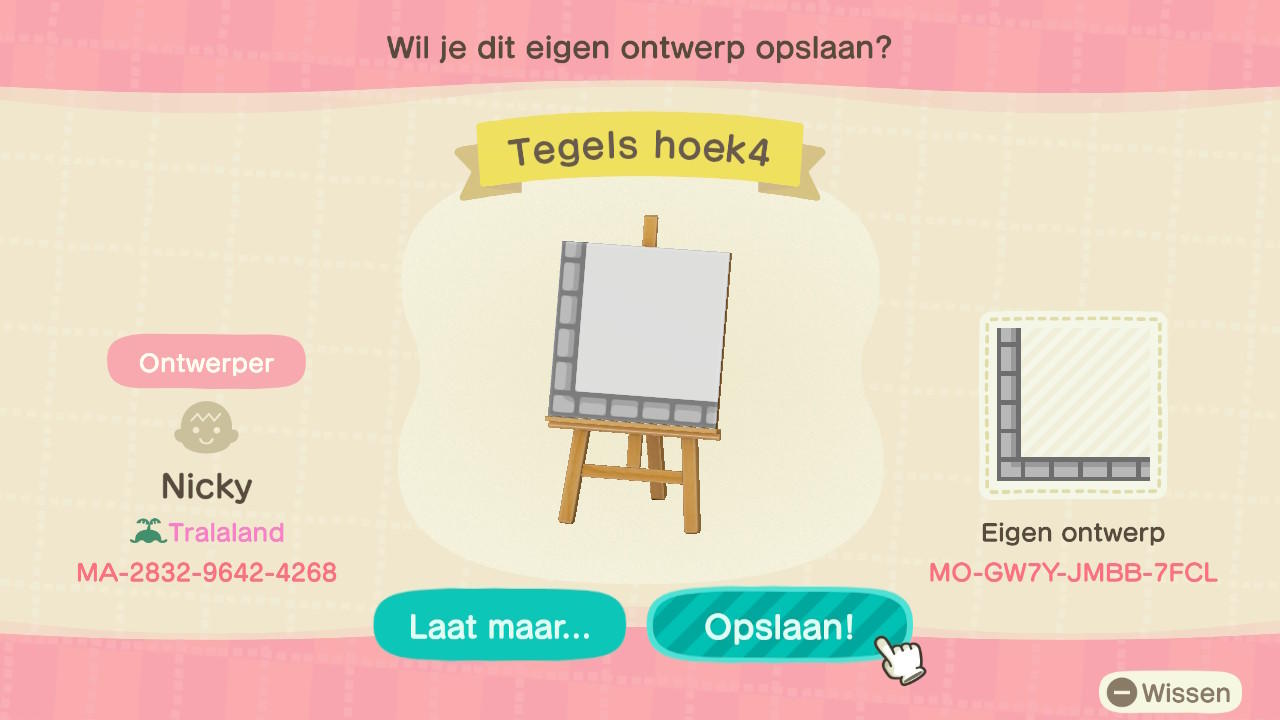 Animal Crossing Design Code: MO-GW7Y-JMBB-7FCL Tile corner 4