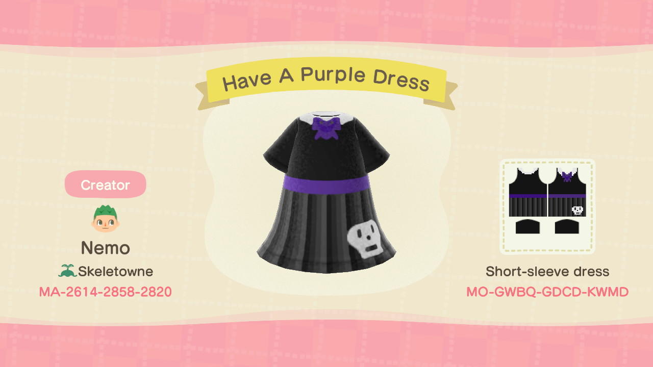 Animal Crossing Design Code: MO-GWBQ-GDCD-KWMD Have A Purple Dress