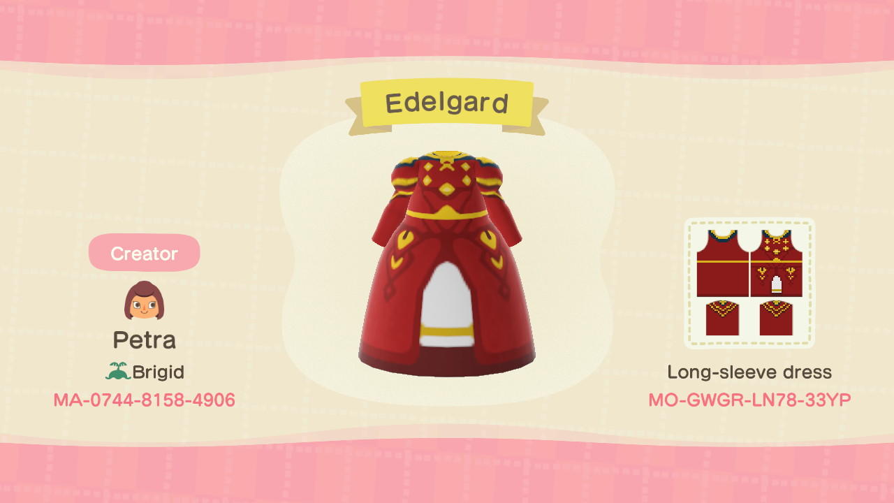 Animal Crossing Design Code: MO-GWGR-LN78-33YP Edelgard