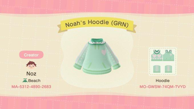 Animal Crossing Design Code: MO-GWSW-74QM-TVYD Noahs Hoodie (GRN)