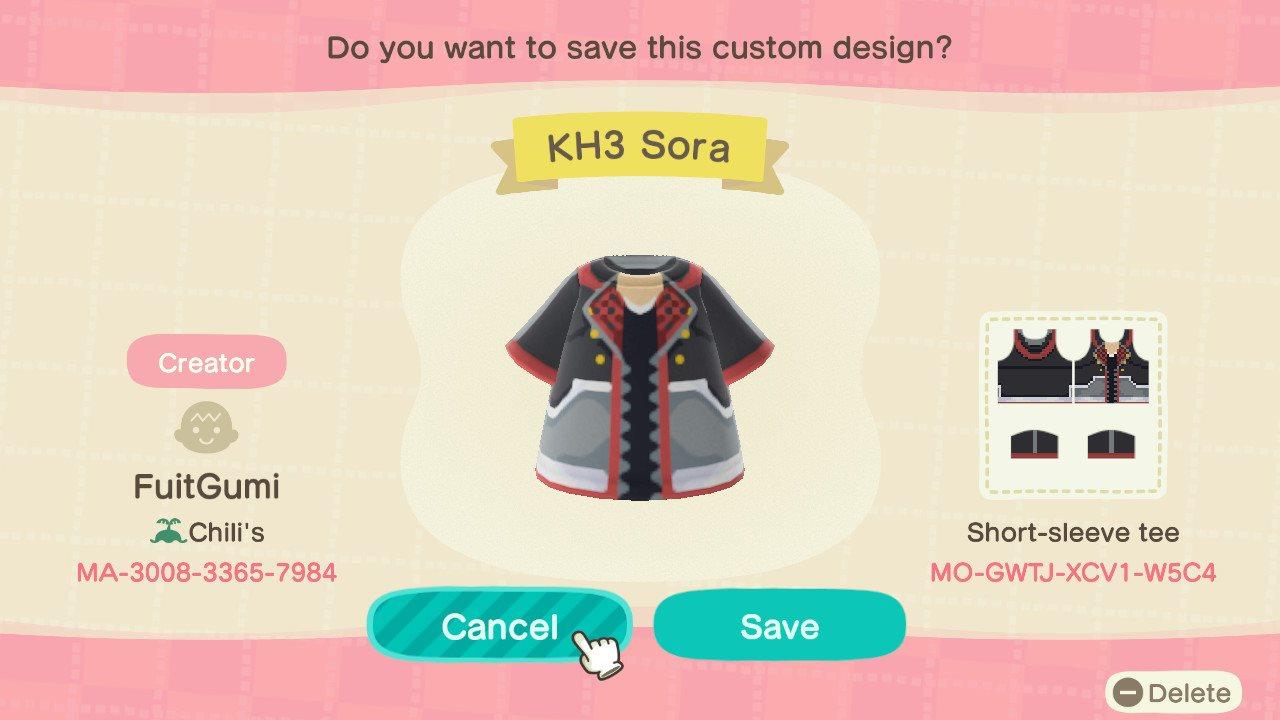 Animal Crossing Design Code: MO-GWTJ-XCV1-W5C4 KH3 Sora
