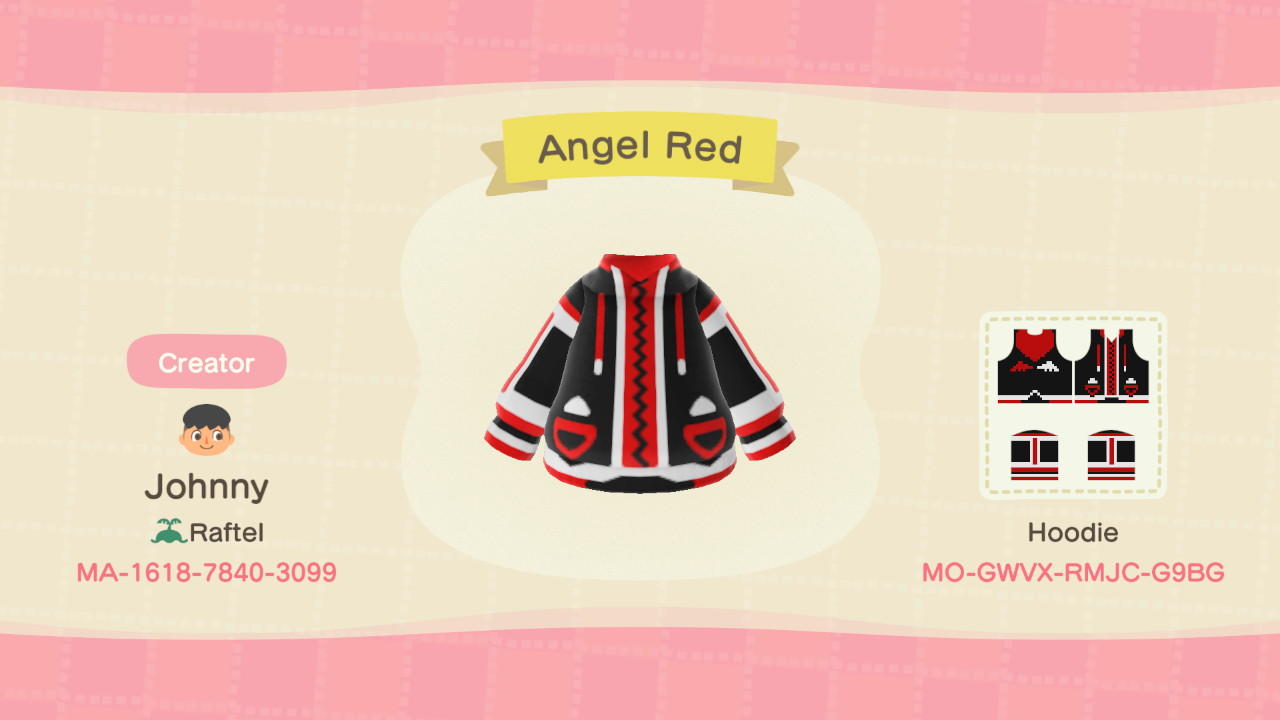 Animal Crossing Design Code: MO-GWVX-RMJC-G9BG Angel Red