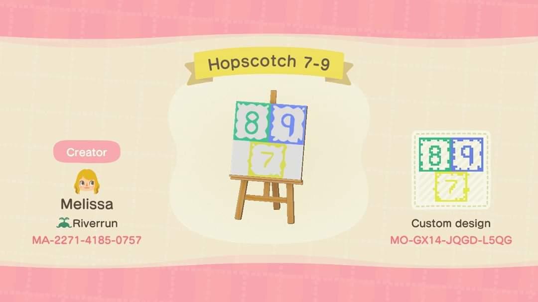 Animal Crossing Design Code: MO-GX14-JQGD-L5QG Hopscotch 7-9