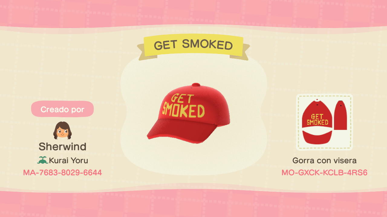 Animal Crossing Design Code: MO-GXCK-KCLB-4RS6 GET SMOKED