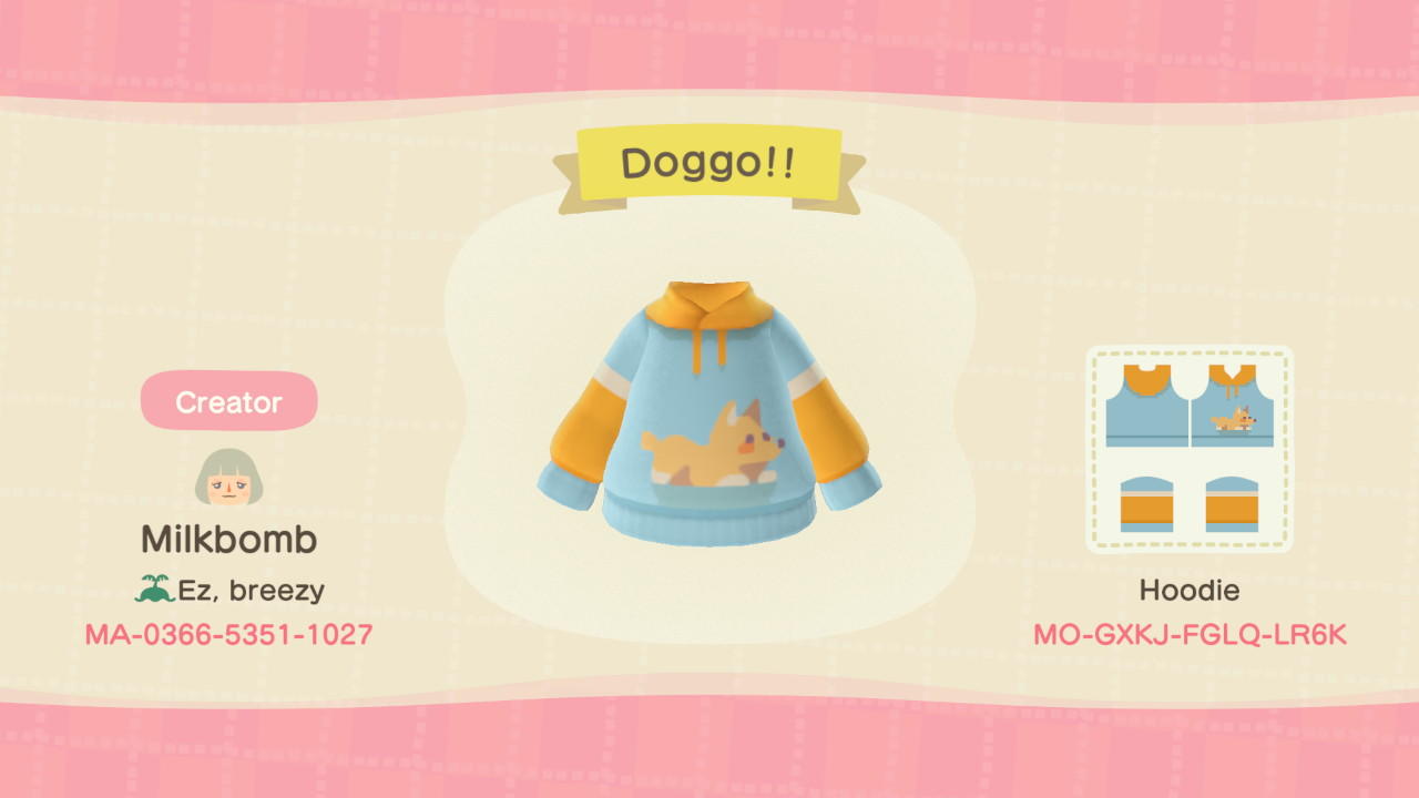 Animal Crossing Design Code: MO-GXKJ-FGLQ-LR6K Doggo!!