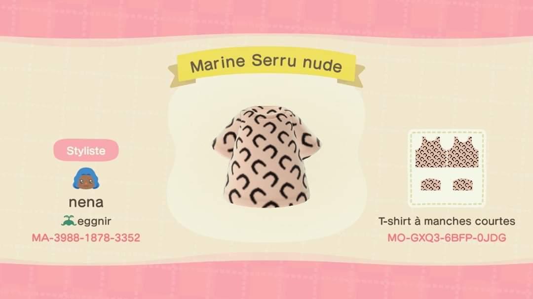 Animal Crossing Design Code: MO-GXQ3-6BFP-0JDG Marine Serru Nude