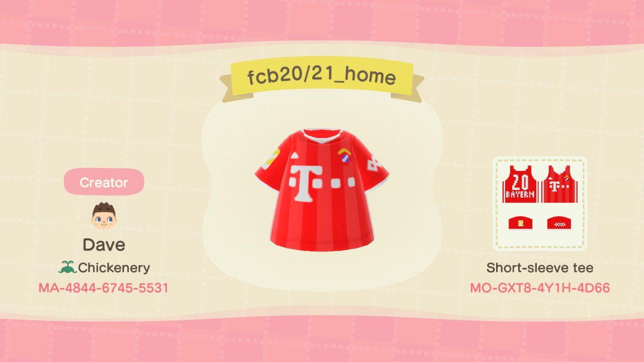 Animal Crossing Design Code: MO-GXT8-4Y1H-4D66 FC Bayern 20/21 Home