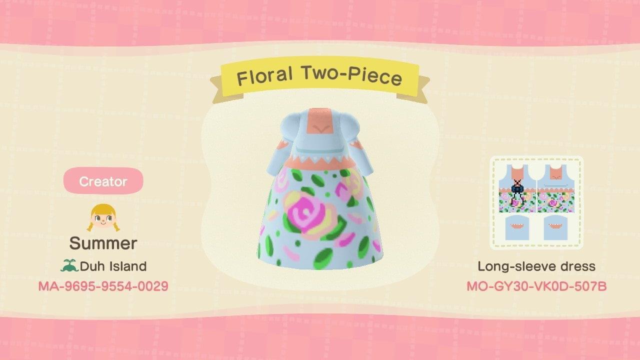 Animal Crossing Design Code: MO-GY30-VK0D-507B Floral Two-Piece