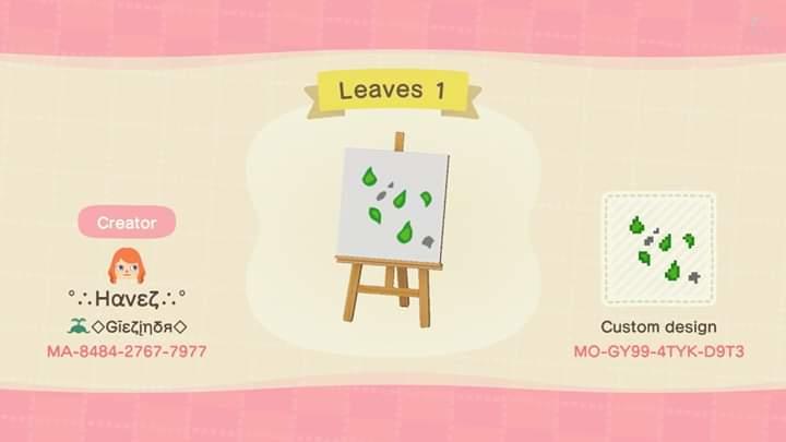 Animal Crossing Design Code: MO-GY99-4TYK-D9T3 Leaves 1