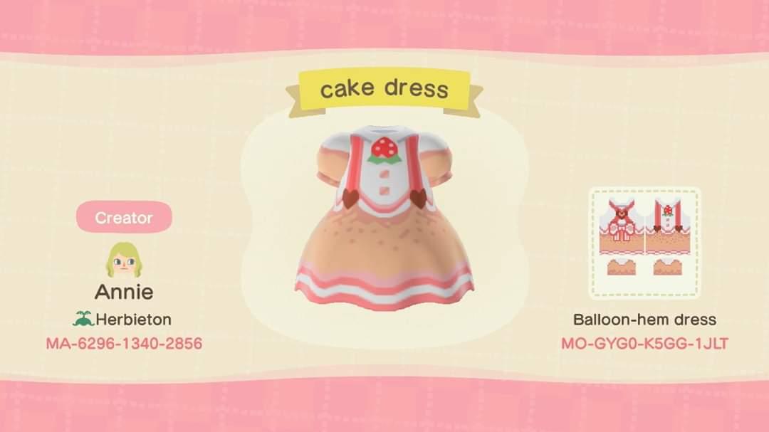 Animal Crossing Design Code: MO-GYG0-K5GG-1JLT Cake dress