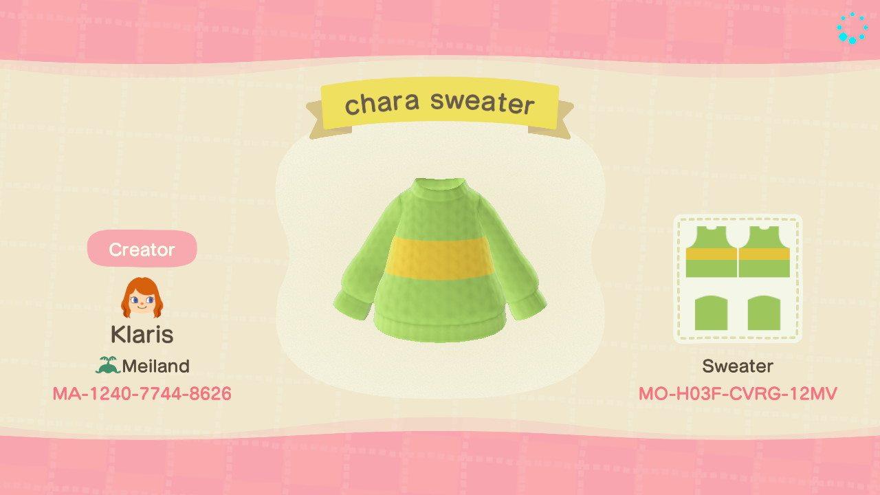 Animal Crossing Design Code: MO-H03F-CVRG-12MV Undertale Chara