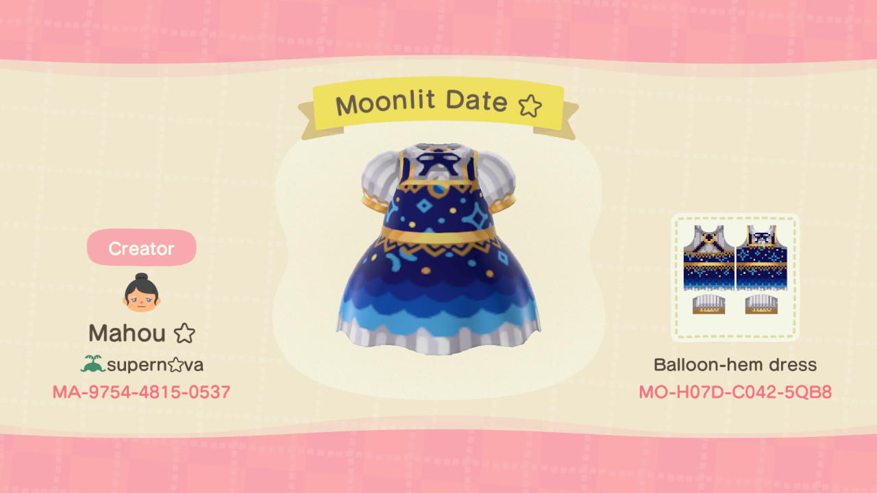 Animal Crossing Design Code: MO-H07D-C042-5QB8 Moonlit Date