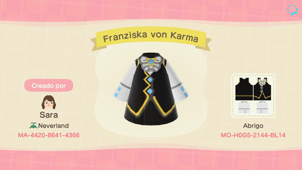 Animal Crossing Design Code: MO-H0G5-2144-BL14 Franziska von Karma