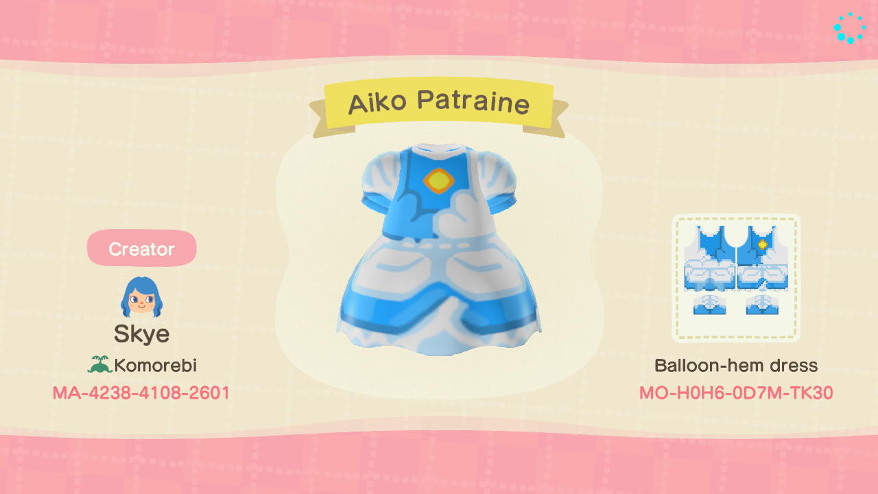 Animal Crossing Design Code: MO-H0H6-0D7M-TK30 Aiko Patraine