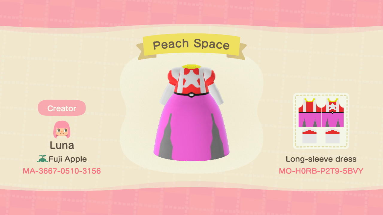Animal Crossing Design Code: MO-H0RB-P2T9-5BVY Peach Space