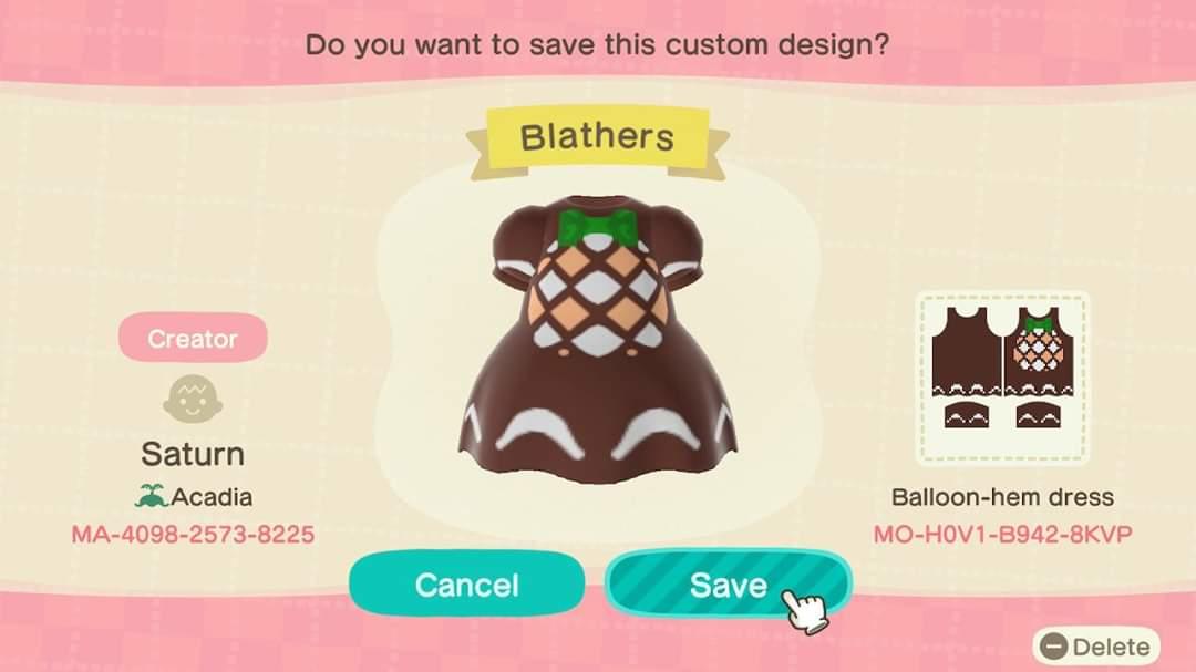 Animal Crossing Design Code: MO-H0V1-B942-8KVP Blathers