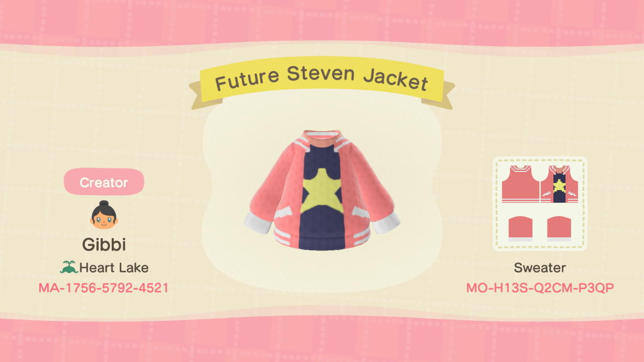 Animal Crossing Design Code: MO-H13S-Q2CM-P3QP Future Steve Jacket