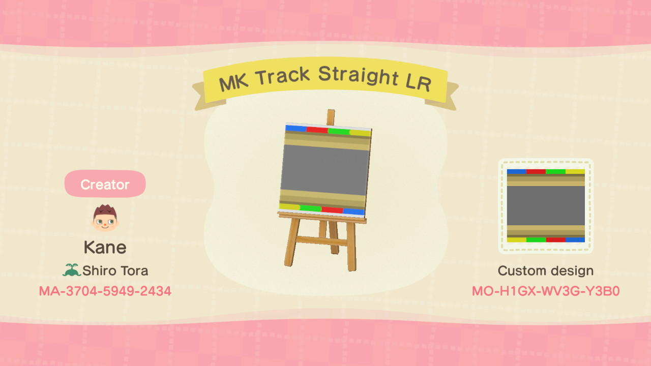 Animal Crossing Design Code: MO-H1GX-WV3G-Y3B0 MK Track Straight LR