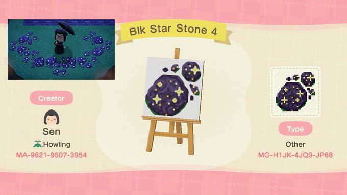 Animal Crossing Design Code: MO-H1JK-4JQ9-JP68 Black Star Stone