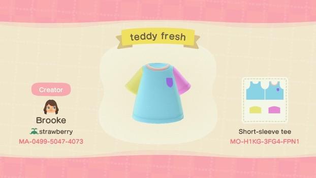 Animal Crossing Design Code: MO-H1KG-3FG4-FPN1 teddy fresh tee