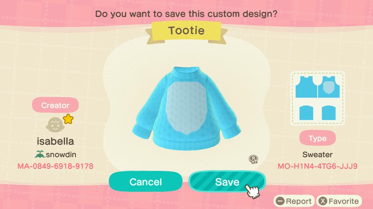 Animal Crossing Design Code: MO-H1N4-4TG6-JJJ9 Toodee